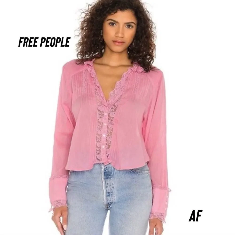 FREE PEOPLE CLEMANCE TOP PINK SMALL NEW
